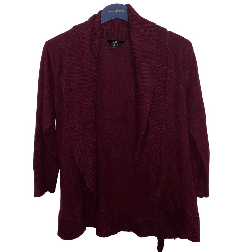 Women's iZ BYER Maroon Tie Front Cardigan Size L